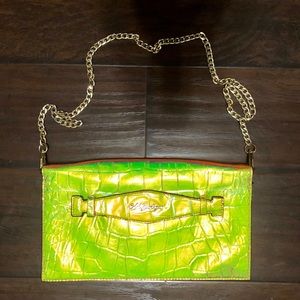 Holographic Neon Green Color Changing Clutch Purse